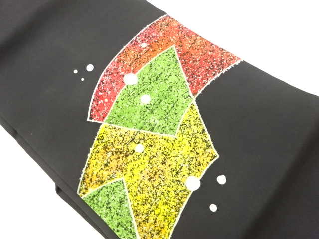 塩瀬手描き地紙に丸模様名古屋帯